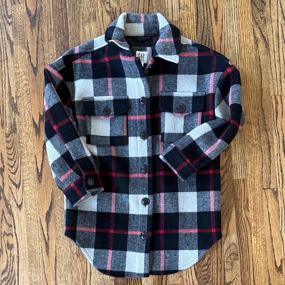 GAP Kids Plaid Jacket - Black, Red, Gray